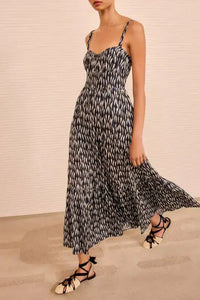 Robe midi Nadine à fines bretelles - Graphite