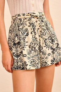 Short Rowan ceinturé - Ivory Flora