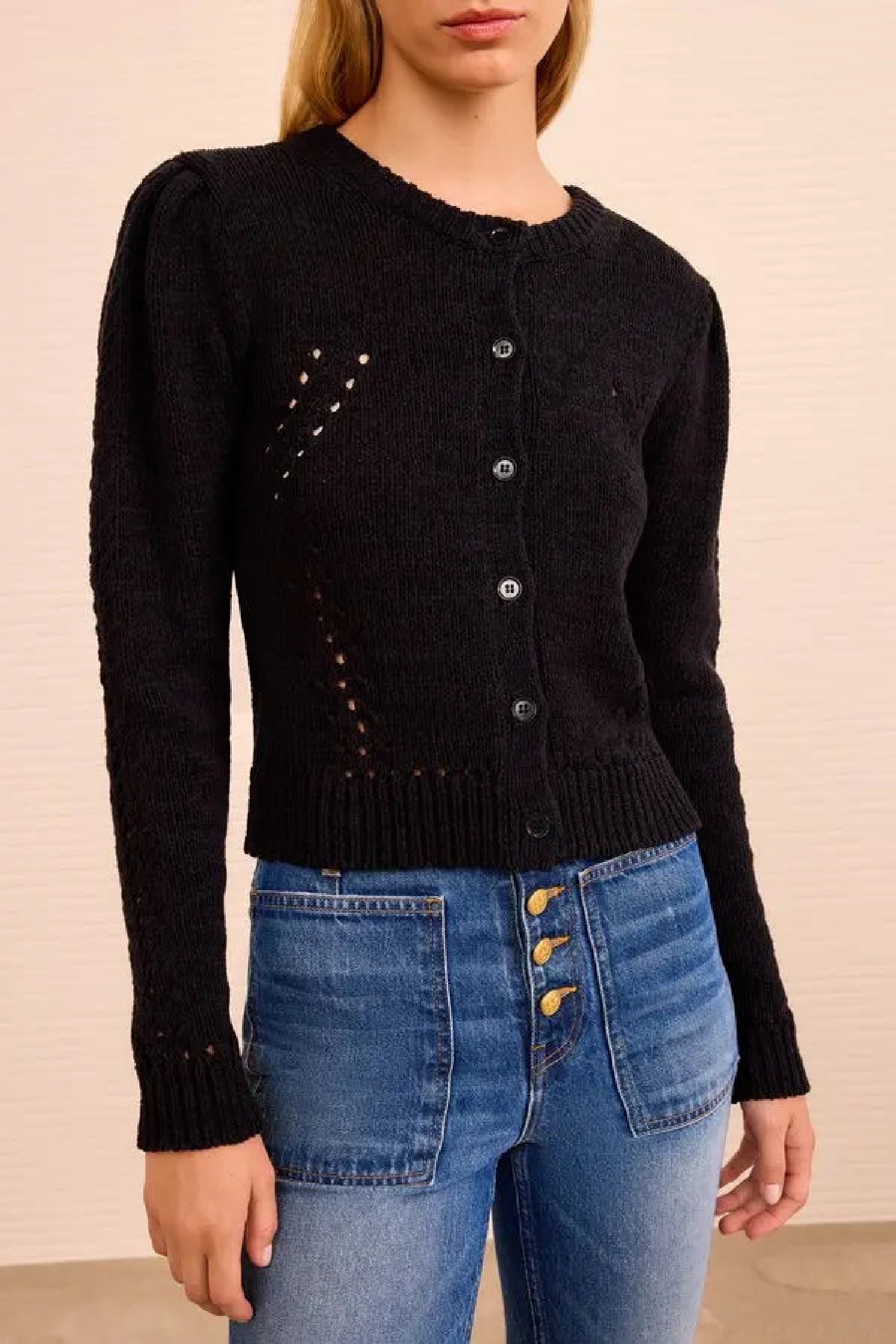 Cardigan Delphina à manches longues - Noir