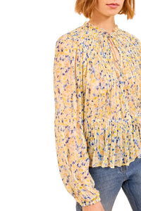 Blouse Leandra à manches longues en soie - Daffodil