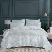 Housse de couette Floralie en percale de coton - Bleu