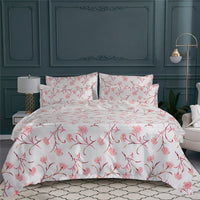 Housse de couette Œillet en satin de coton - Rose, Aubergine & Or