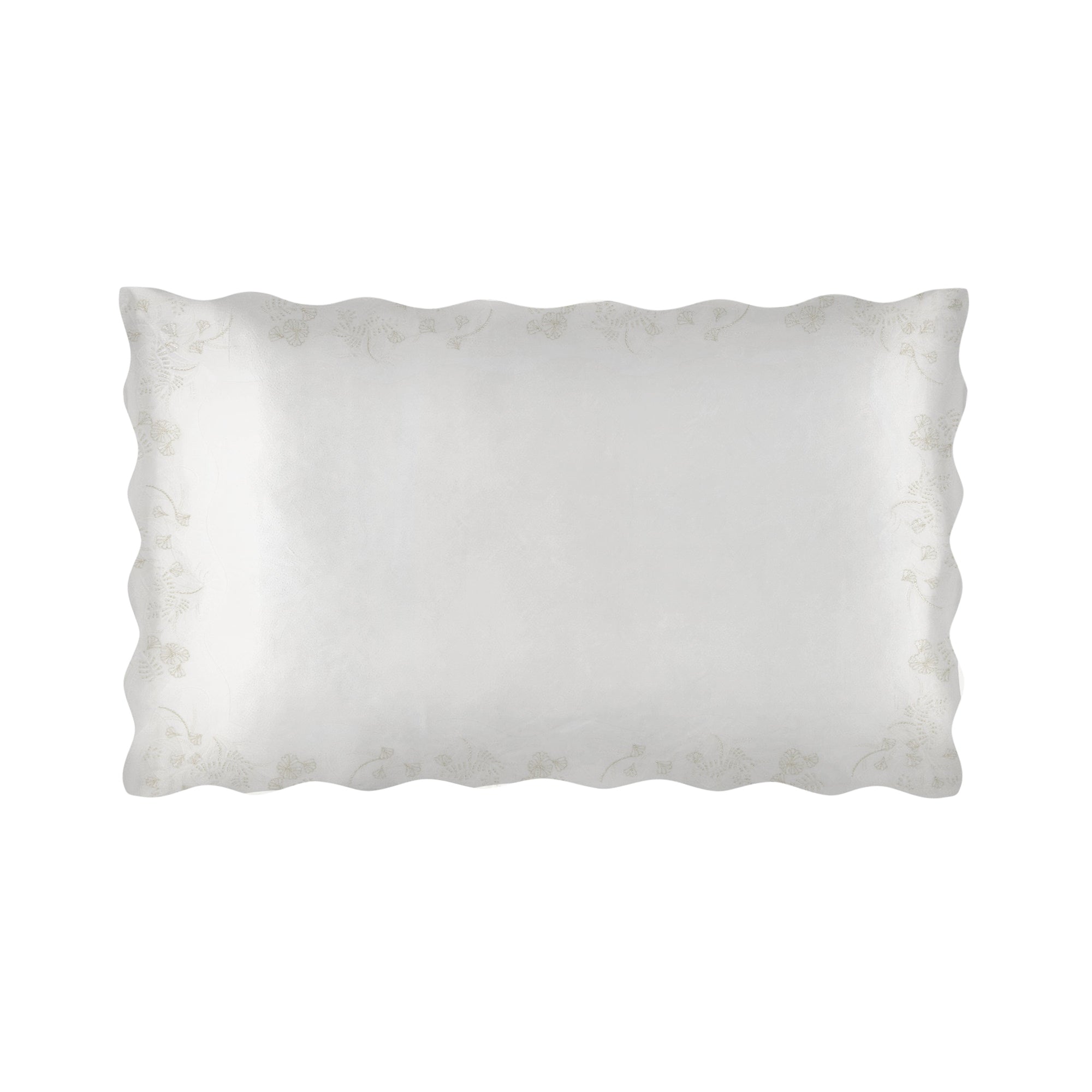 Taie d'oreiller Oiseaux de Paradis en voile de coton - Blanc & Argent