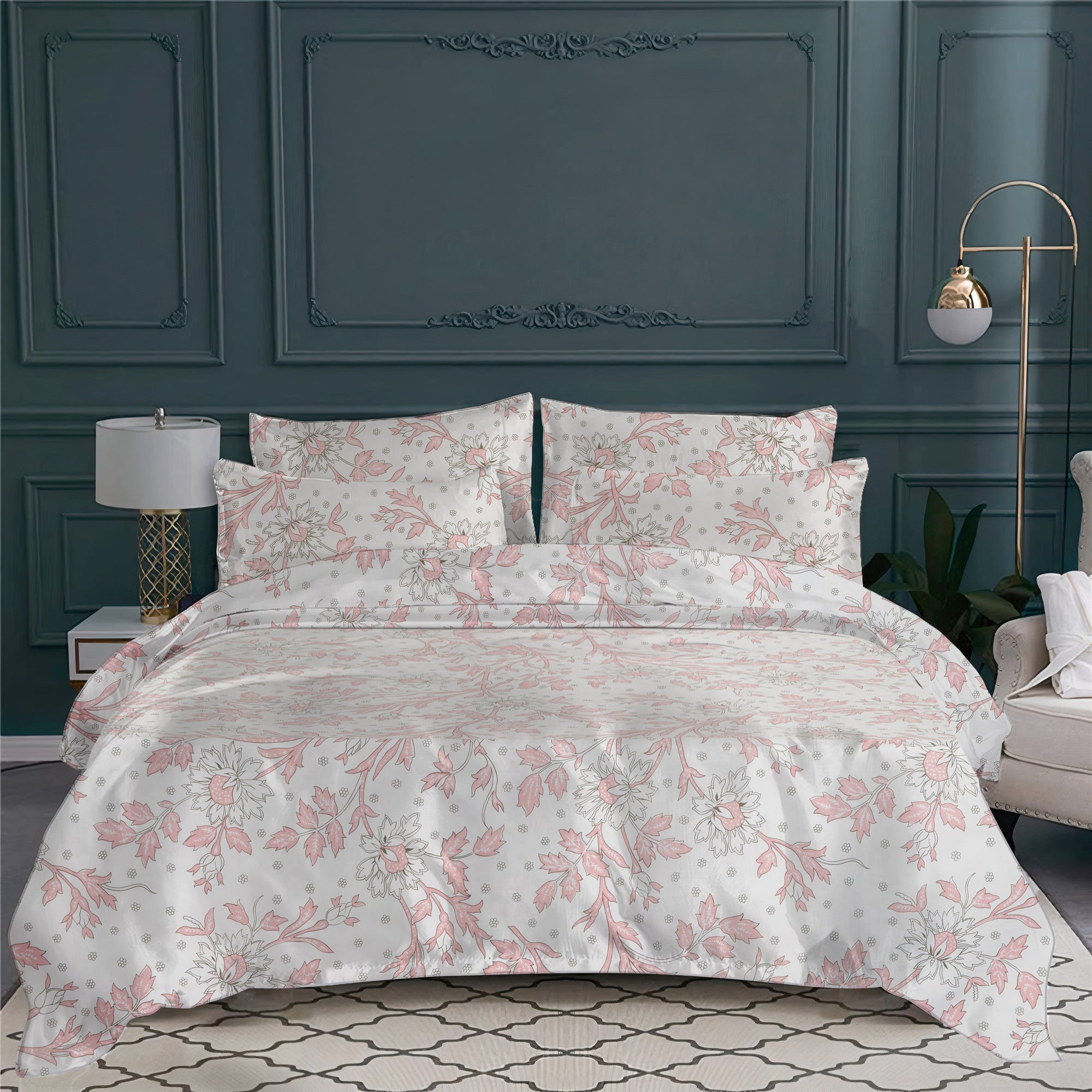 Taie d'oreiller Floralie en percale de coton - Rose