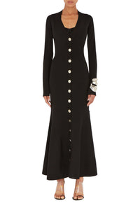 Robe boutonnée en laine - Black