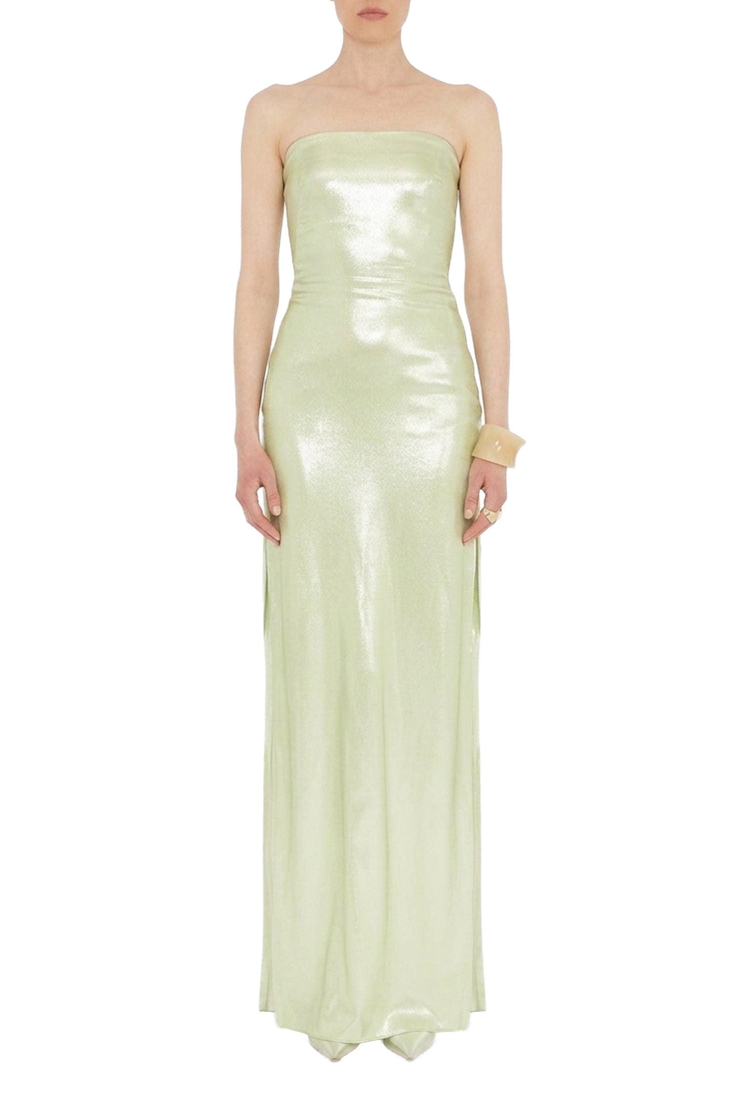 Galvanized silk blend dress - Apple