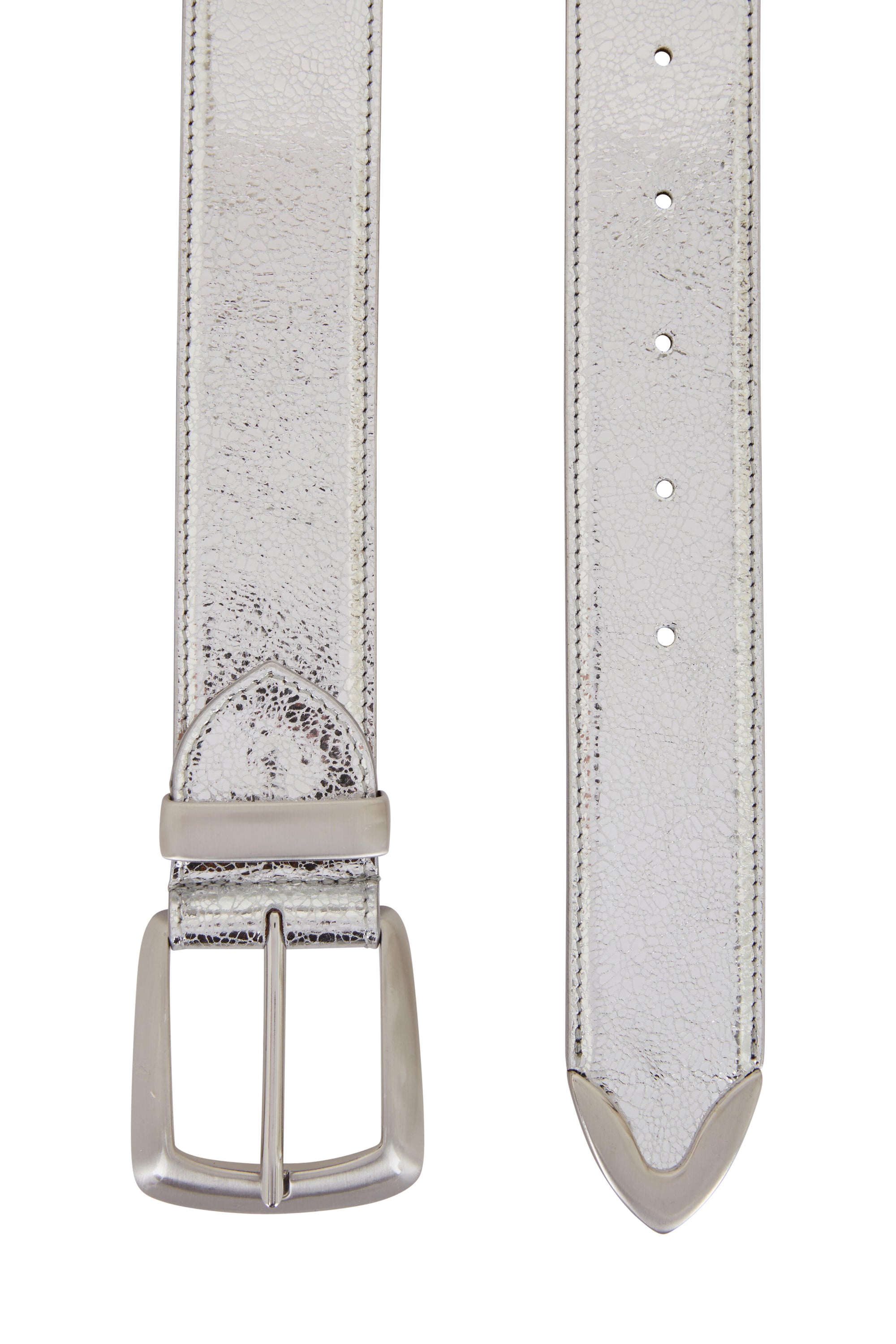 Bruno belt in leather - Silver