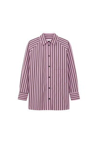 Chemise raglan oversize à rayures en coton - Bonbon