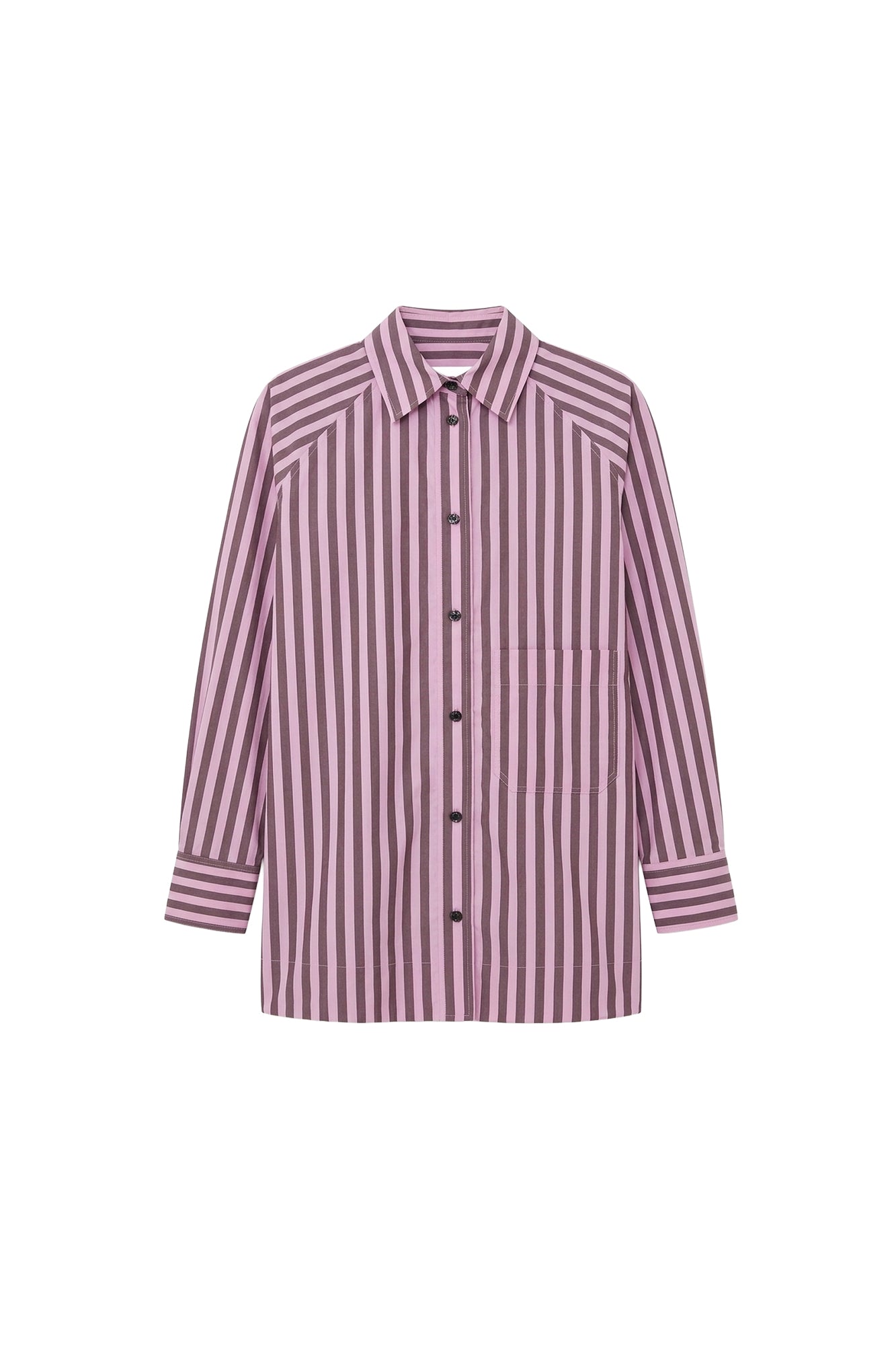 Chemise raglan oversize à rayures en coton - Bonbon