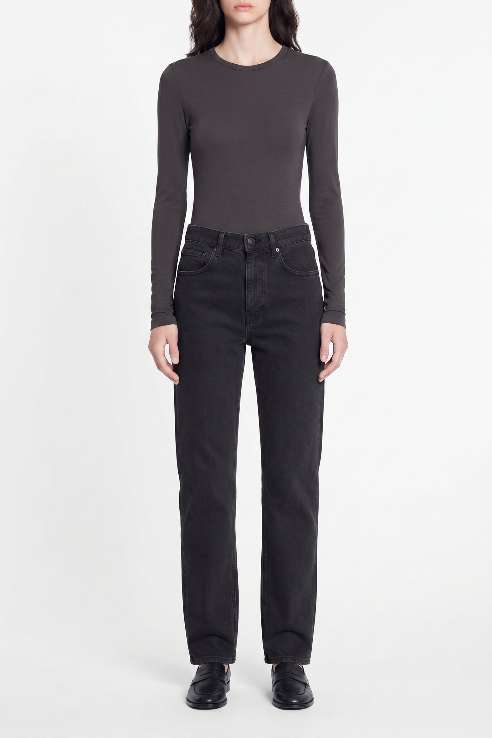 Pantalon droit en denim - Noir