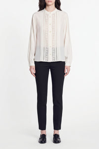 Blouse à col mao Coco - Blanc