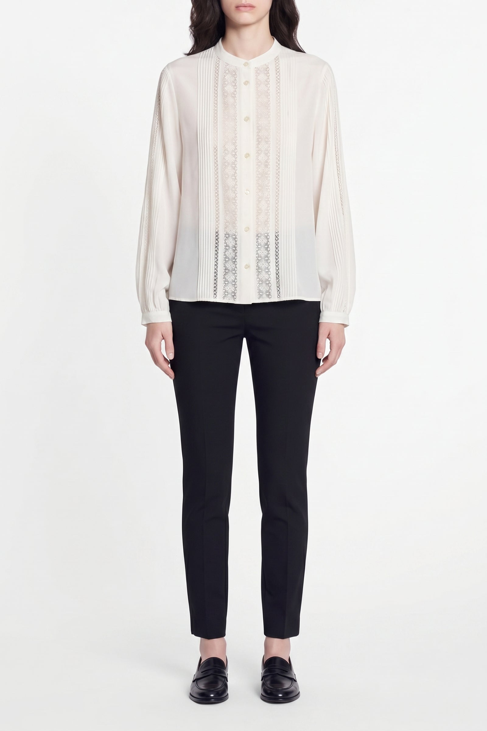 Blouse à col mao Coco - Blanc
