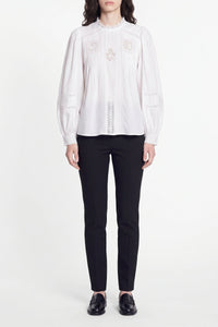 Blouse à col volanté Calin - Blanc