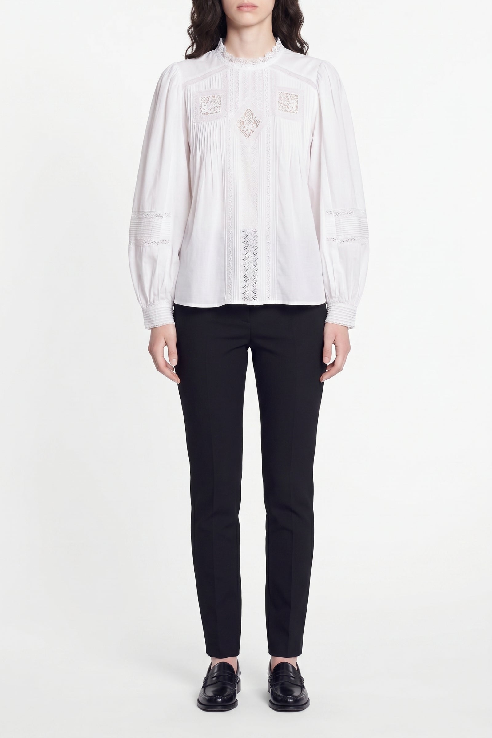 Blouse à col volanté Calin - Blanc