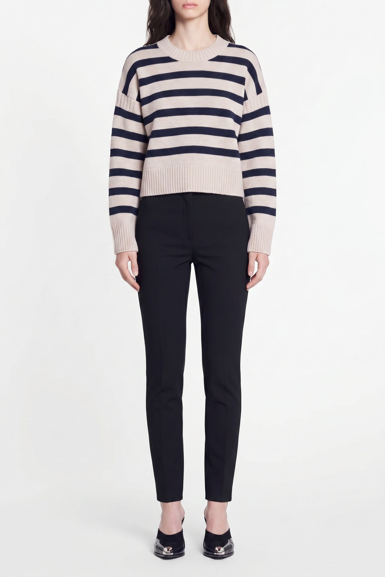 Pull Esther en laine - Écru & Marine