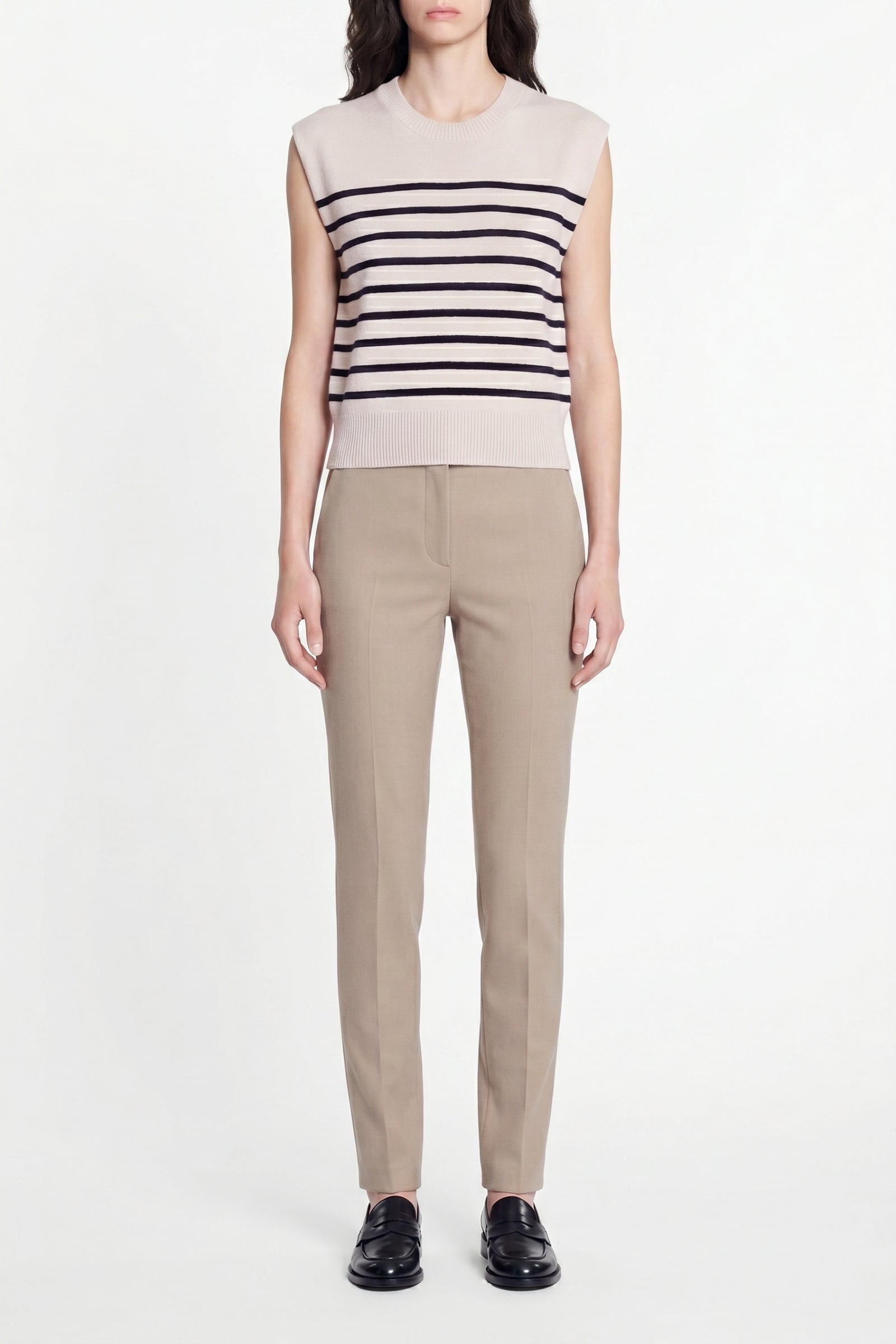 Pull Cassandra en laine mélangée - Écru & Marine