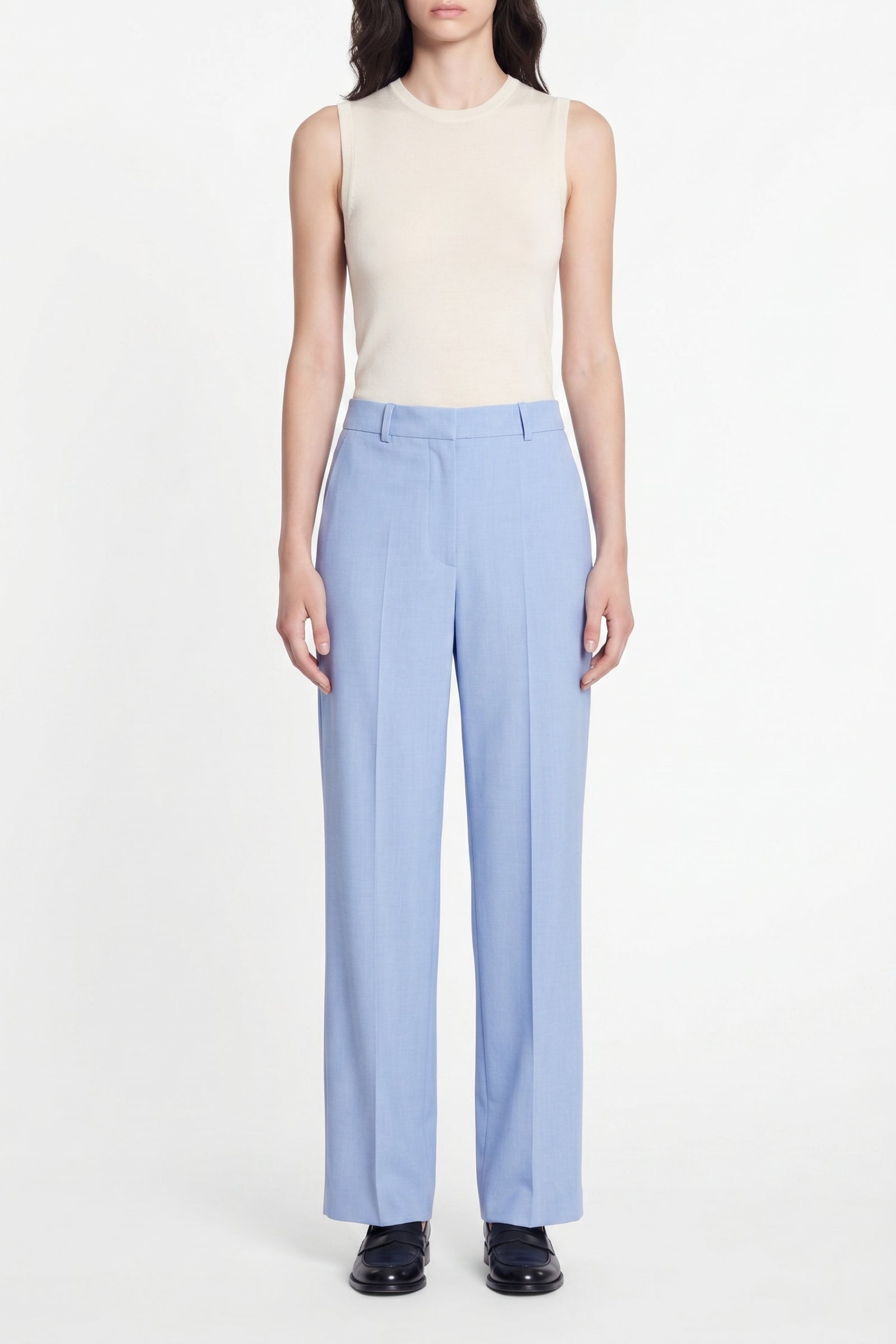 Pantalon taille haute Palazzo - Bleuet