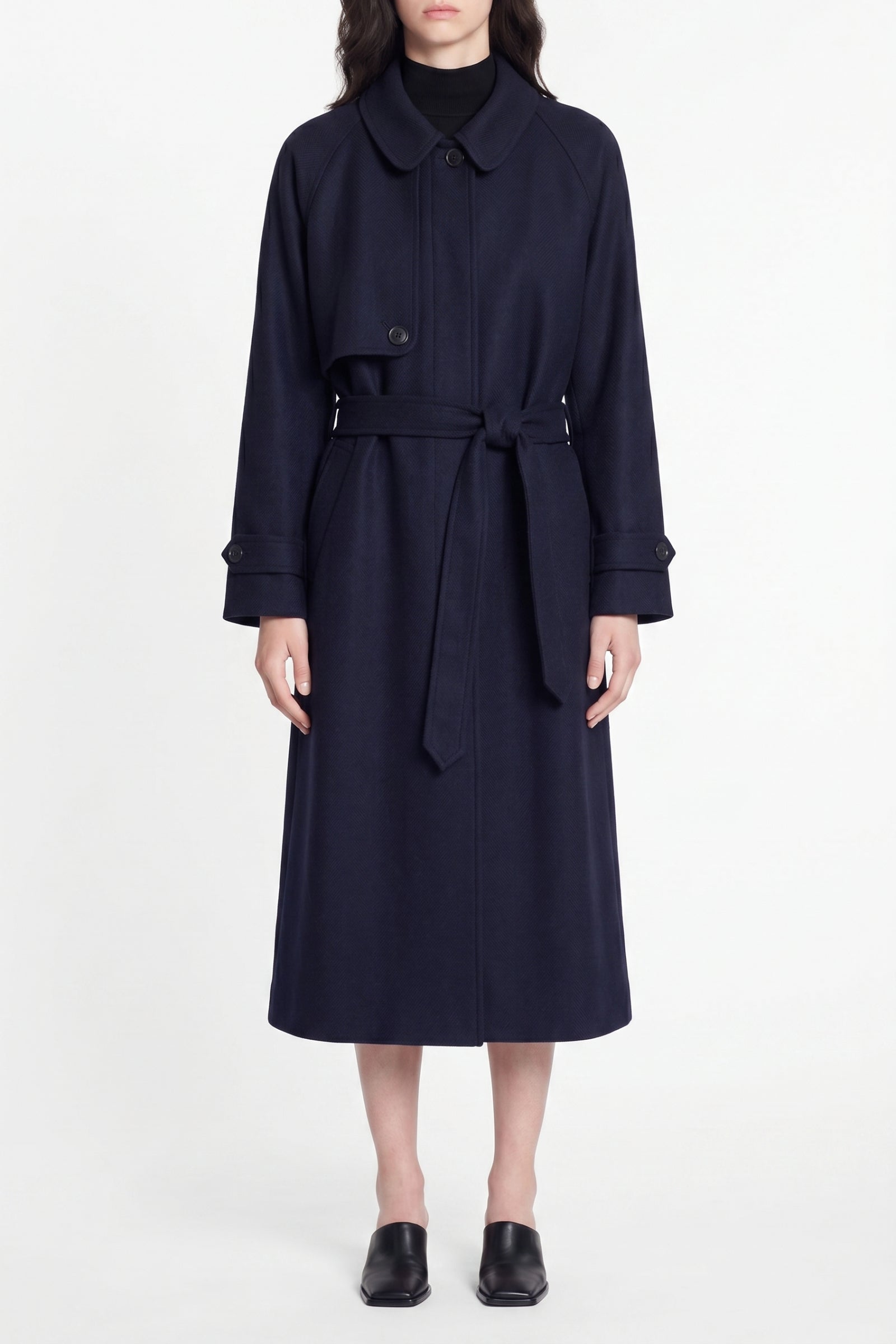 Manteau Dexter en laine - Marine & Noir