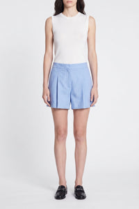 Short Elisam en lin mélangé - Blanc & Bleu