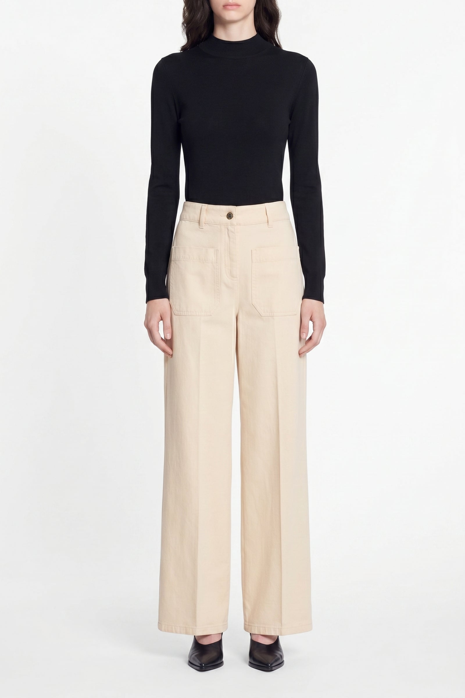 Pantalon cropped Helias en denim - Beige