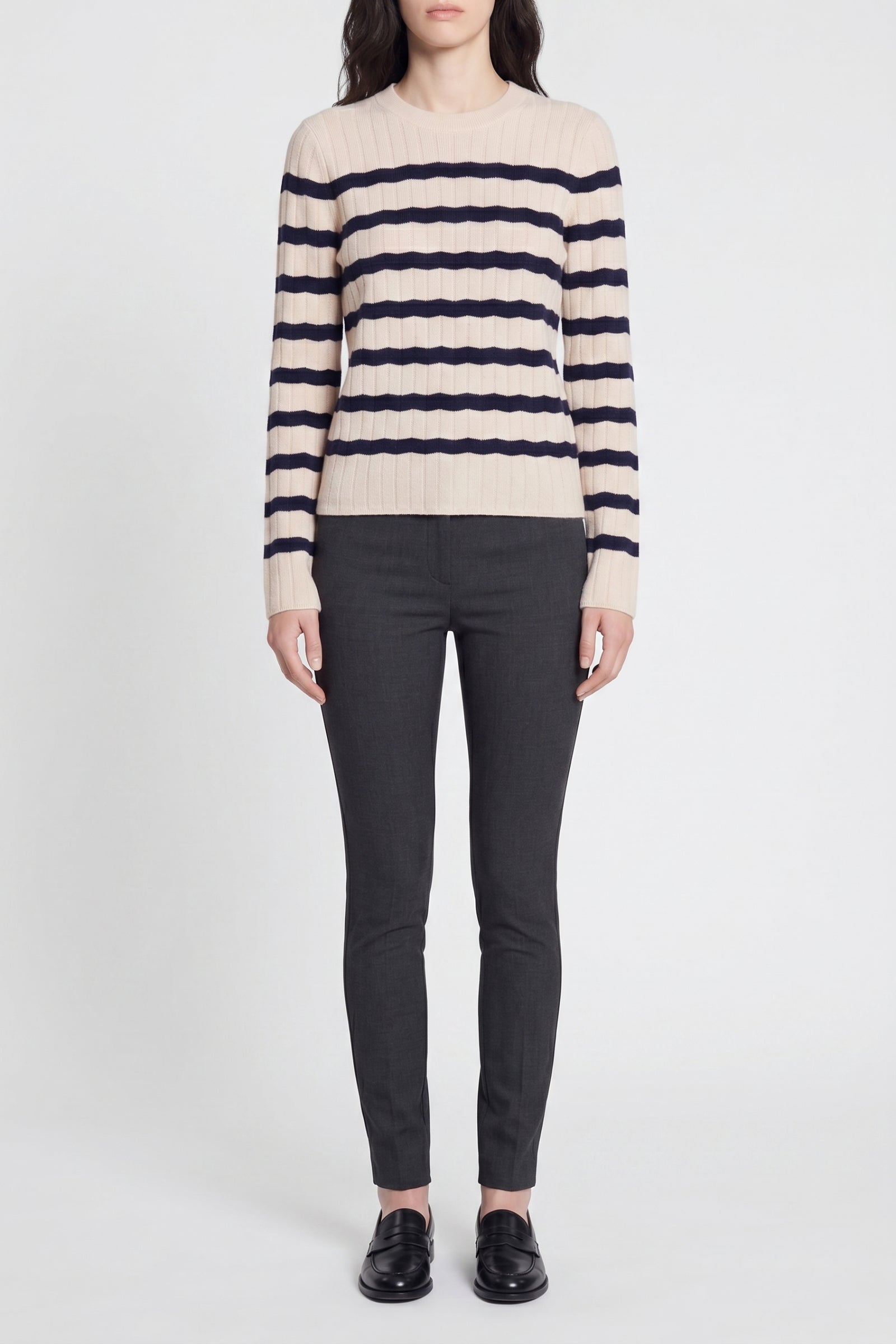 Pull Estelle en laine - Écru & Marine