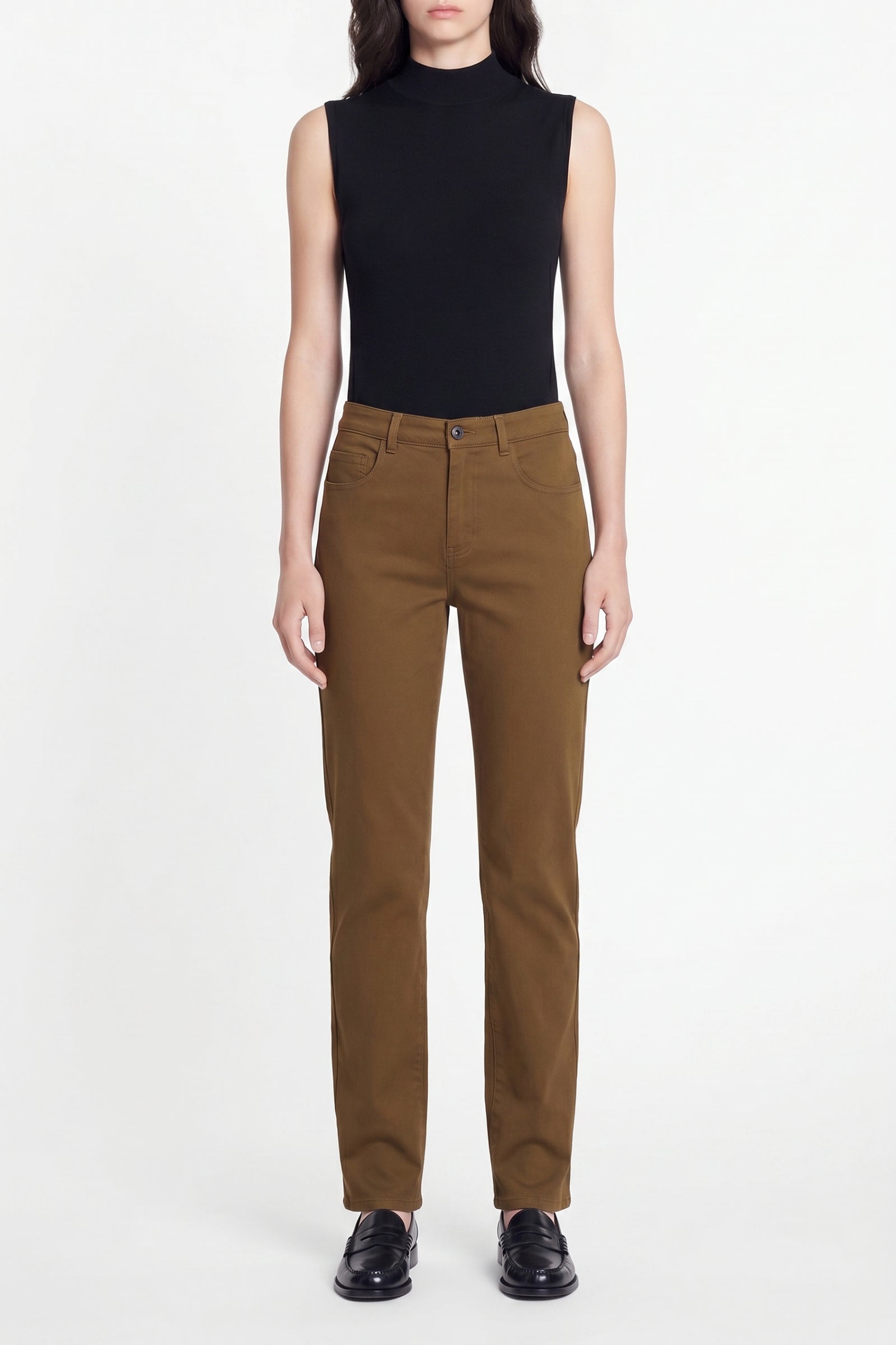 Pantalon droit taille haute Farel - Kaki