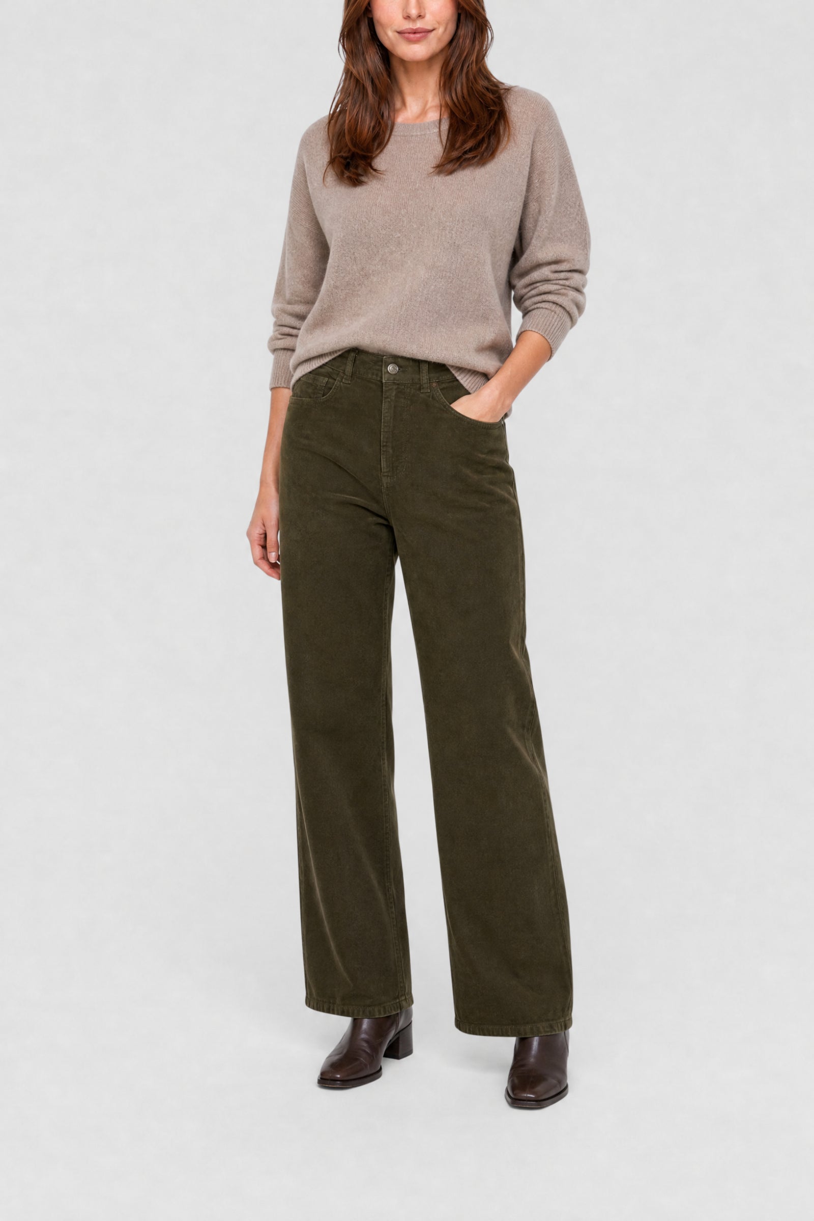 RECO : 90 // Pantalon Bilbao en velours - Vert foncé