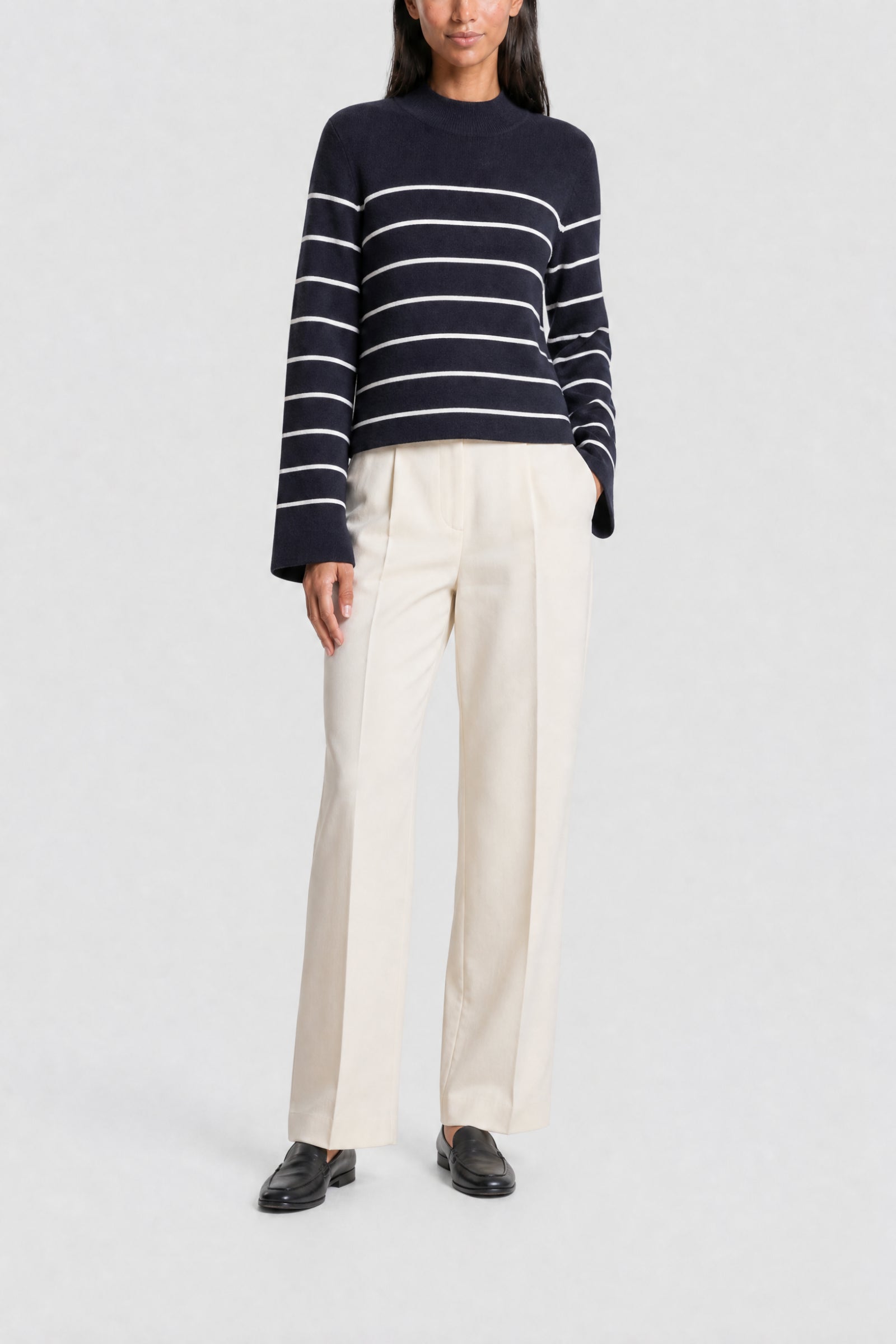 RECO : 110 // Pull Francesca en laine mélangée - Écru & Marine