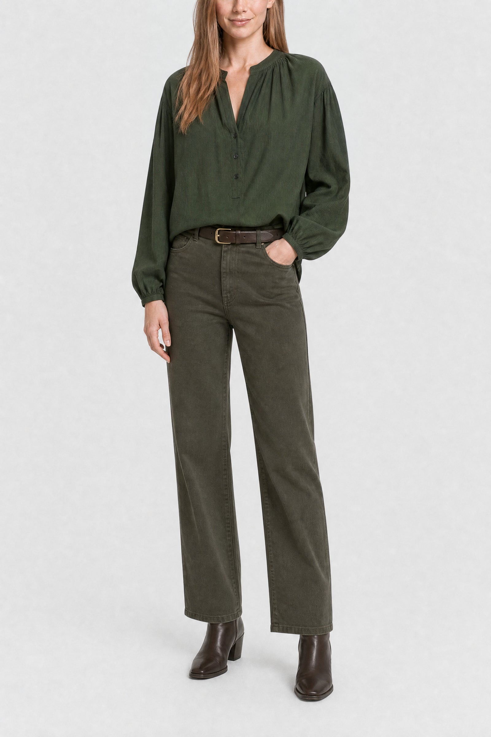 RECO : 95 // Blouse Nipoa en coton - Vert Foncé