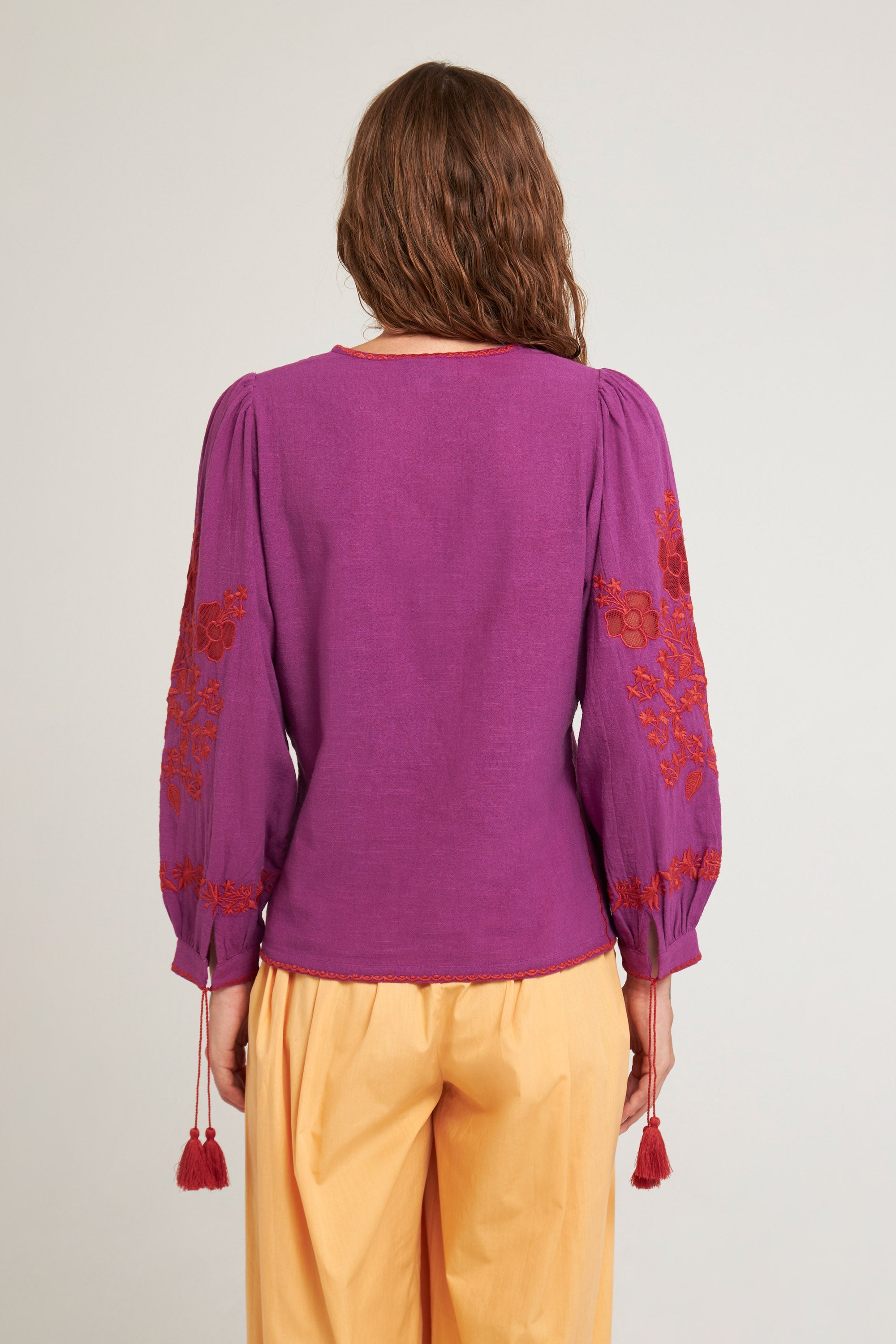 Blouse brodée Vani - Purple-Burgundy