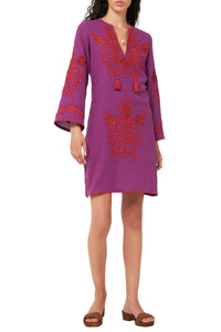 Robe courte brodée Vani - Purple-Burgundy