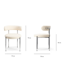 Chaise Libera structure en laine bouclée - Blanc crème