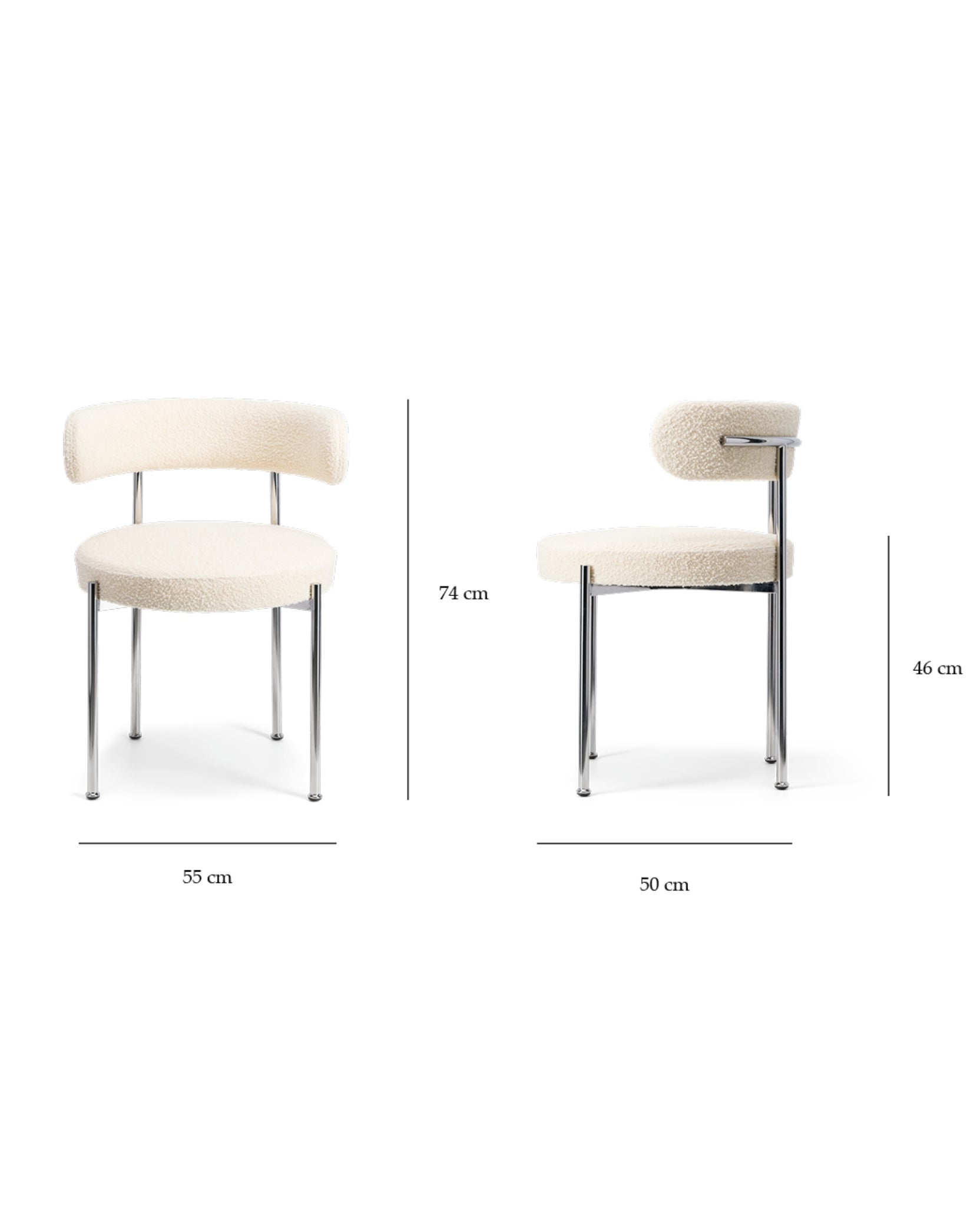 Chaise Libera structure en laine bouclée - Blanc crème