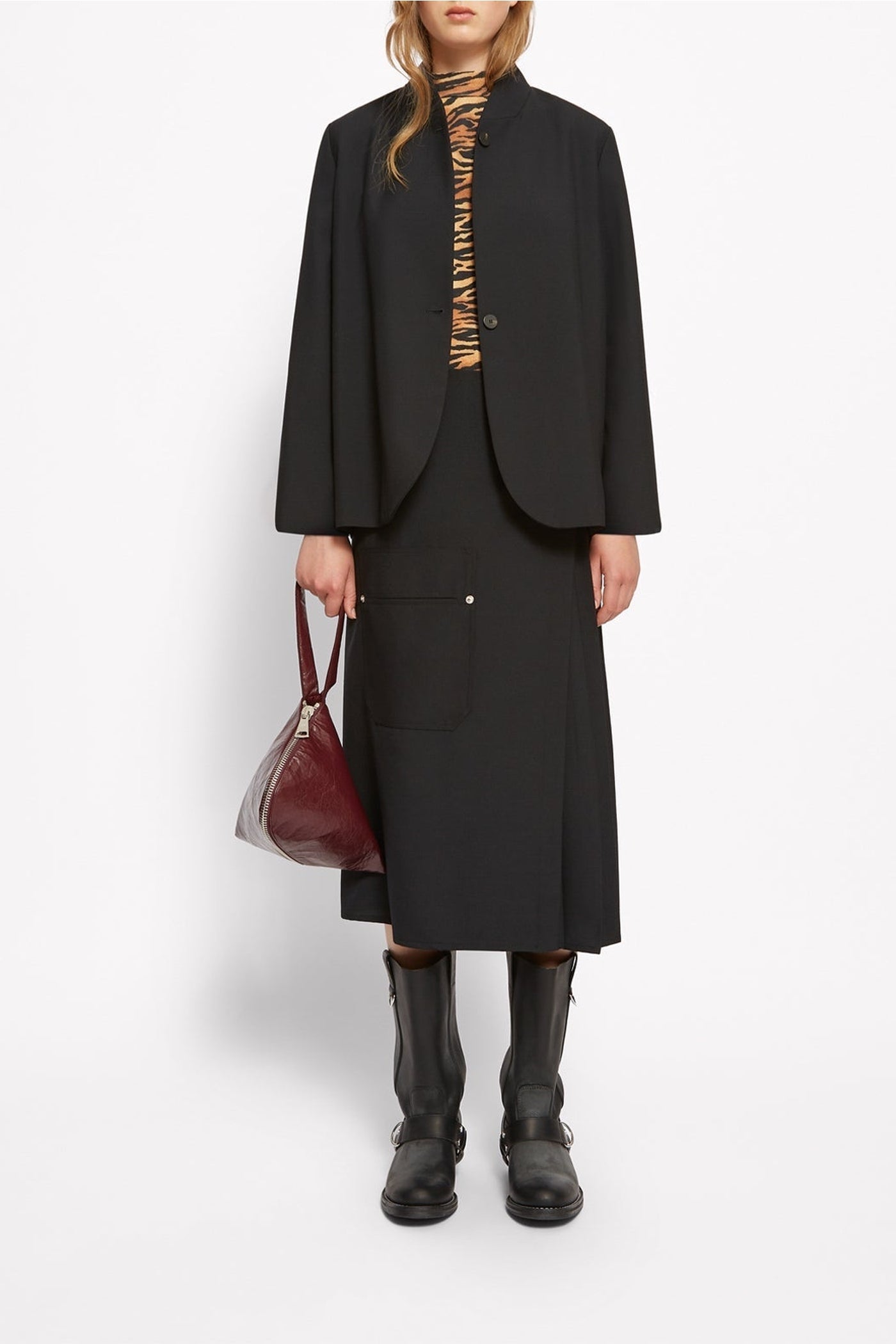 Kaia wool blend button-down jacket - Charcoal