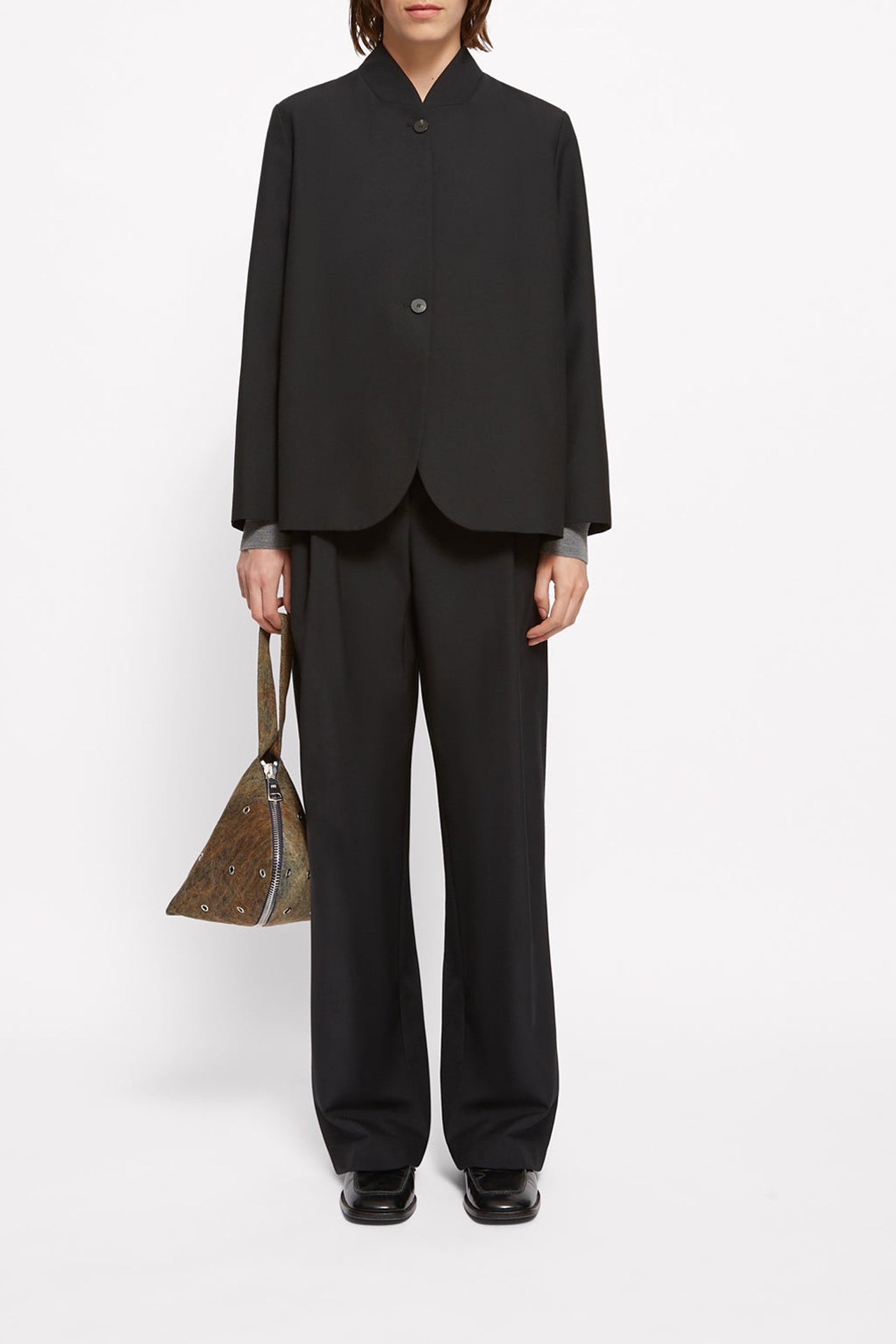 Kaia wool blend button-down jacket - Charcoal