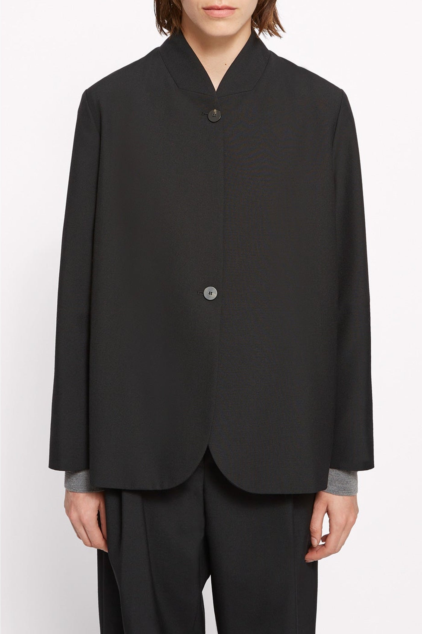 Kaia wool blend button-down jacket - Charcoal