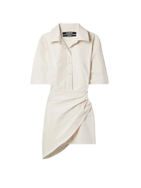 Robe courte Camisa chemise drapée - Ivory