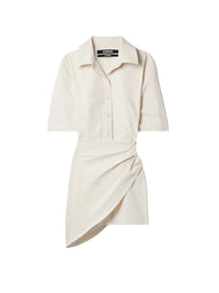 Robe courte Camisa drapée - Ivory