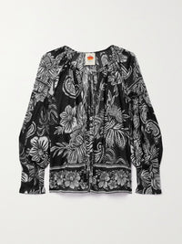 Blouse Paisley Bloom en coton - Noir