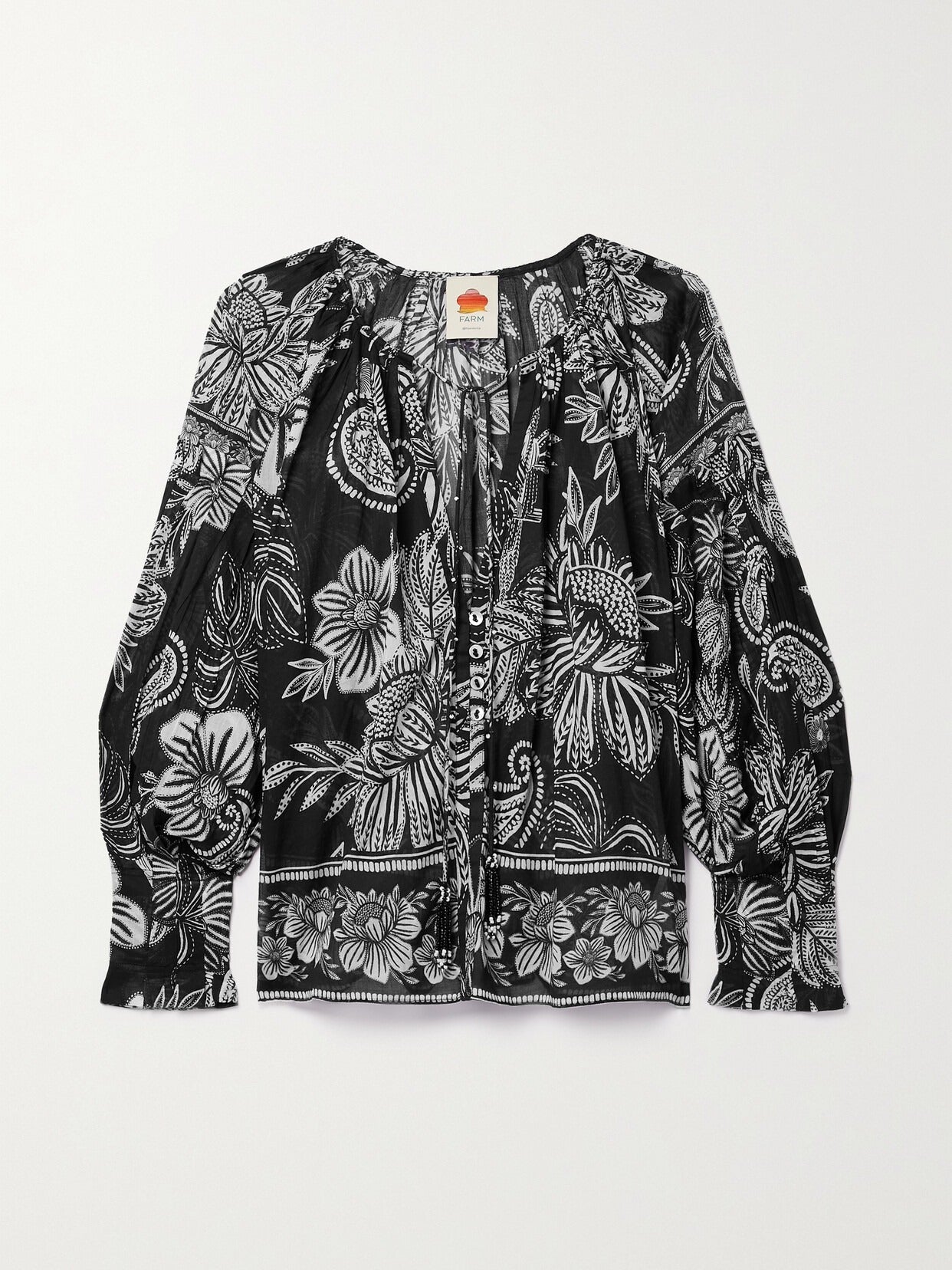 Blouse Paisley Bloom en coton - Noir