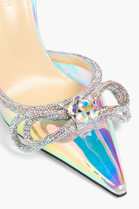 Double Bow 100 strappy pumps with rhinestone - Holographic