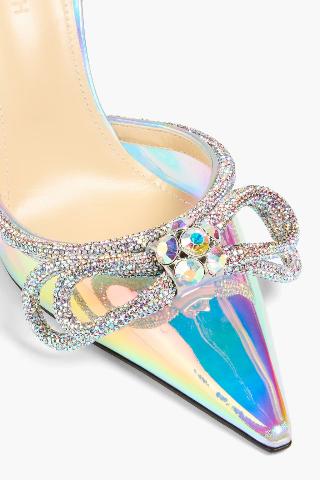 Double Bow 100 strappy pumps with rhinestone - Holographic