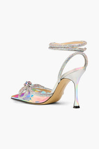 Double Bow 100 strappy pumps with rhinestone - Holographic