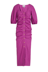 Robe longue froncée à col ouvert - Purple Wine