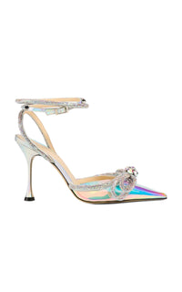 Double Bow 100 strappy pumps with rhinestone - Holographic