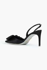 Slingbacks Sara 80 en satin - Nero & Jet Hematite
