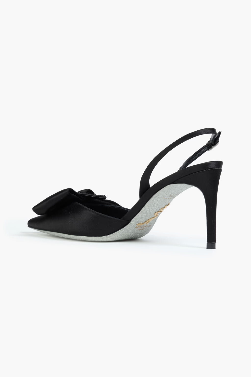 Slingbacks Sara 80 en satin - Nero & Jet Hematite