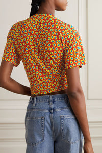 T-shirt cropped à fronces et anneau - Paprika Movida