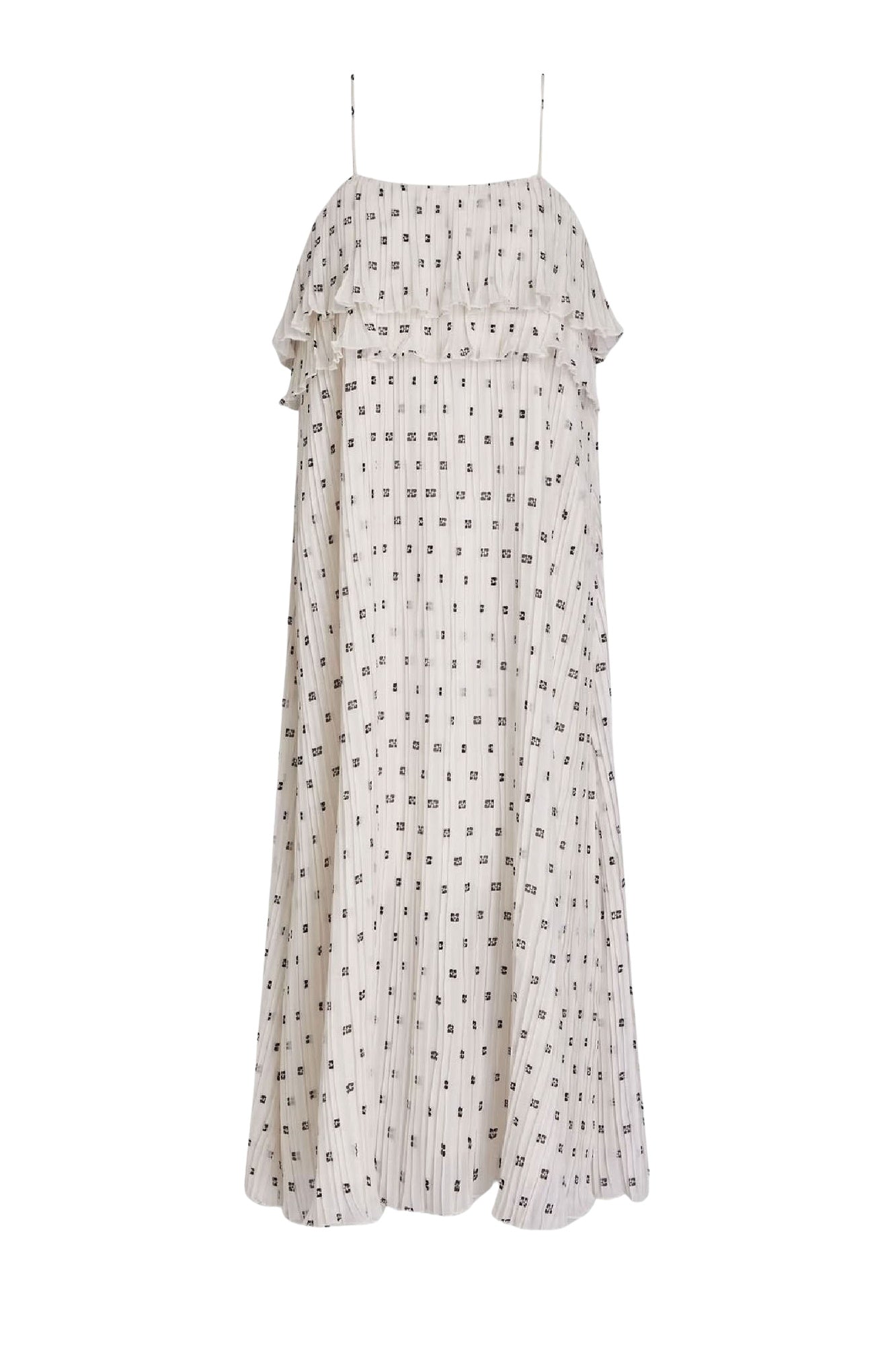 Robe midi à bretelles en Georgette plissée - Egret