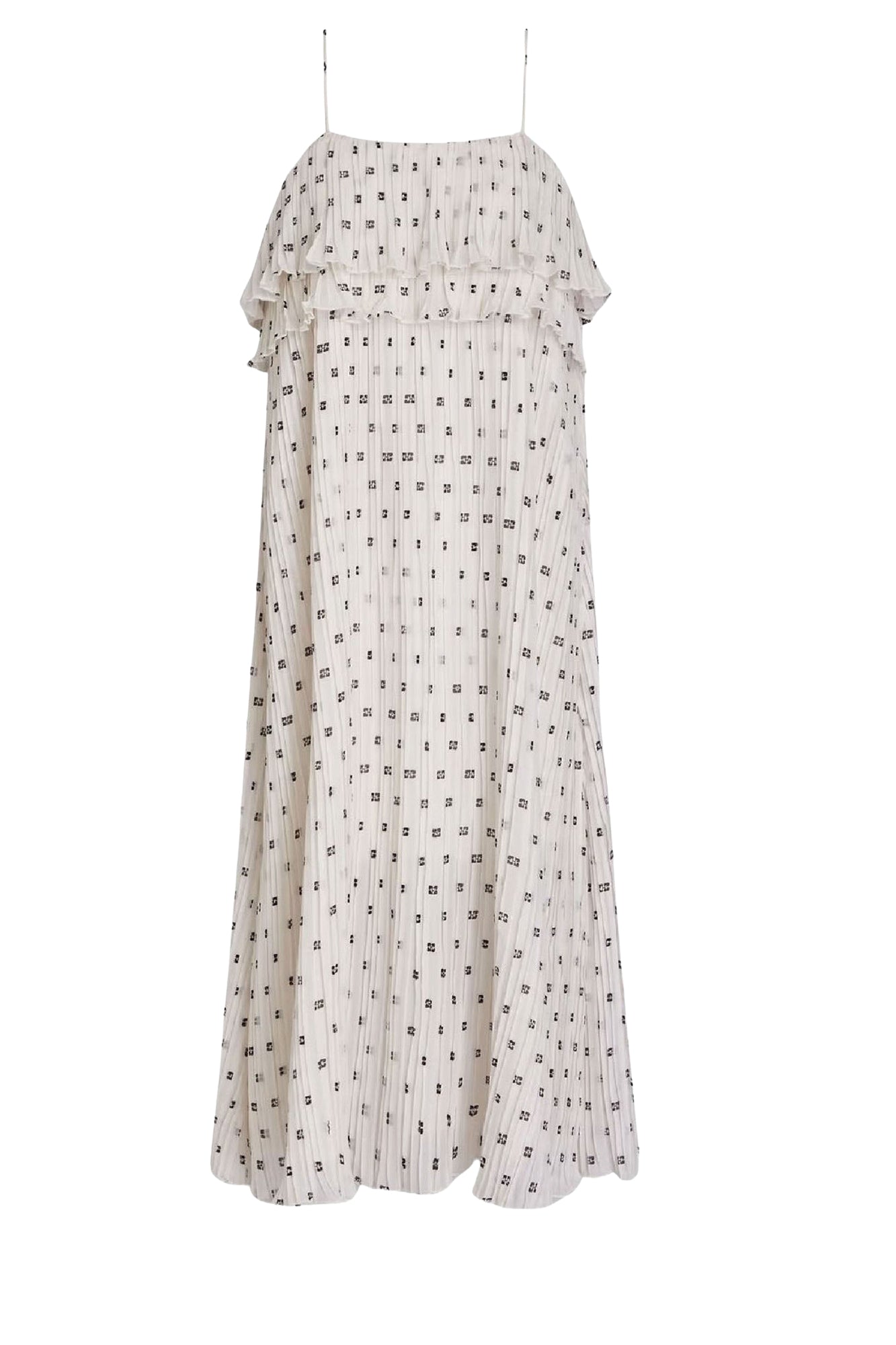 Strapless midi dress in pleated Georgette - Egret